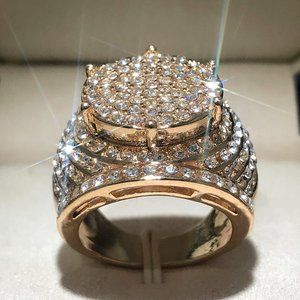 💞Noble Gold Plated Zircon  Filled Fashion Chunky Luxury Ring for Men, UNVN12240
